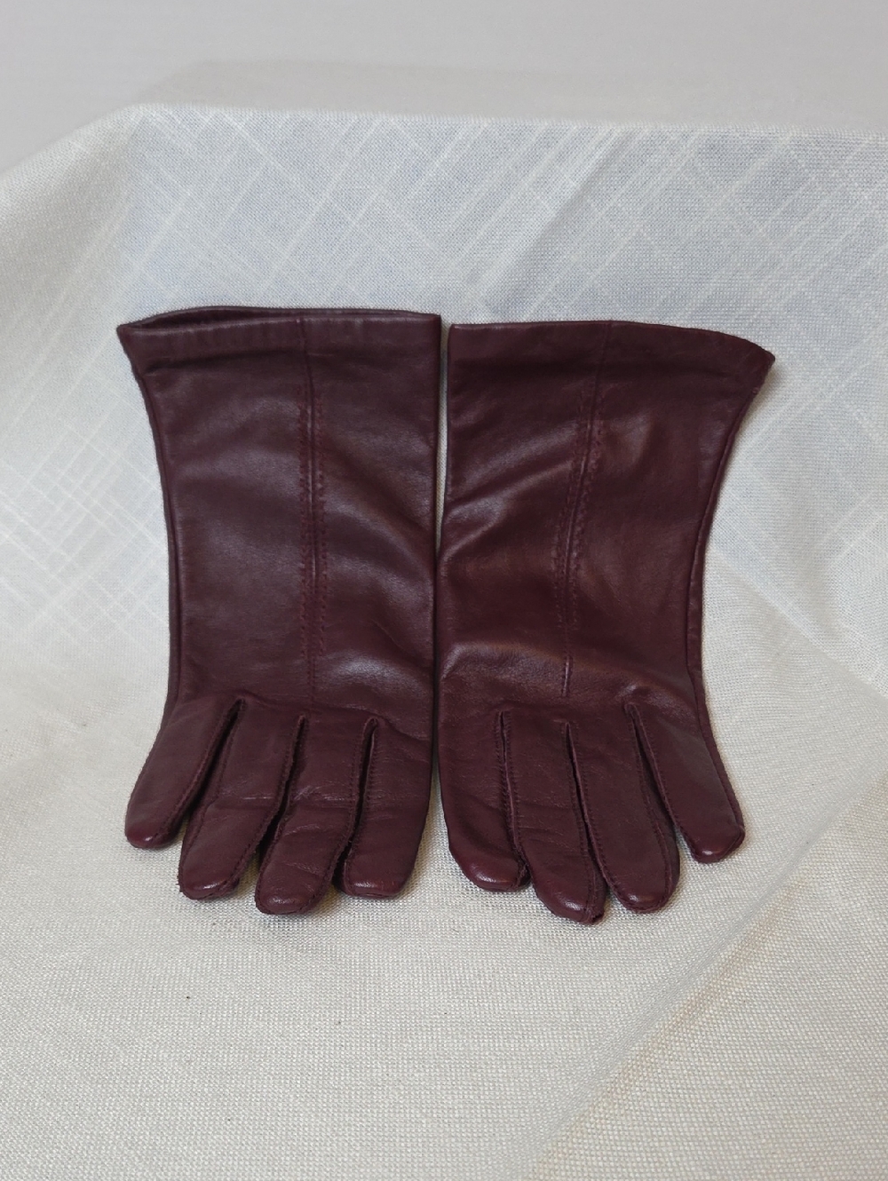 Vintage Women's Leather Gloves - Burgundy